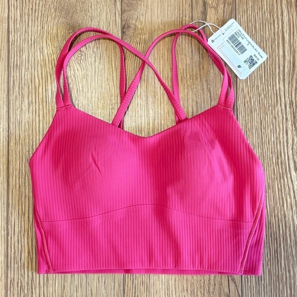 NWT Lululemon Like A Cloud Ribbed Longline Bra In Raspberry Coulis Size 2 B/C
